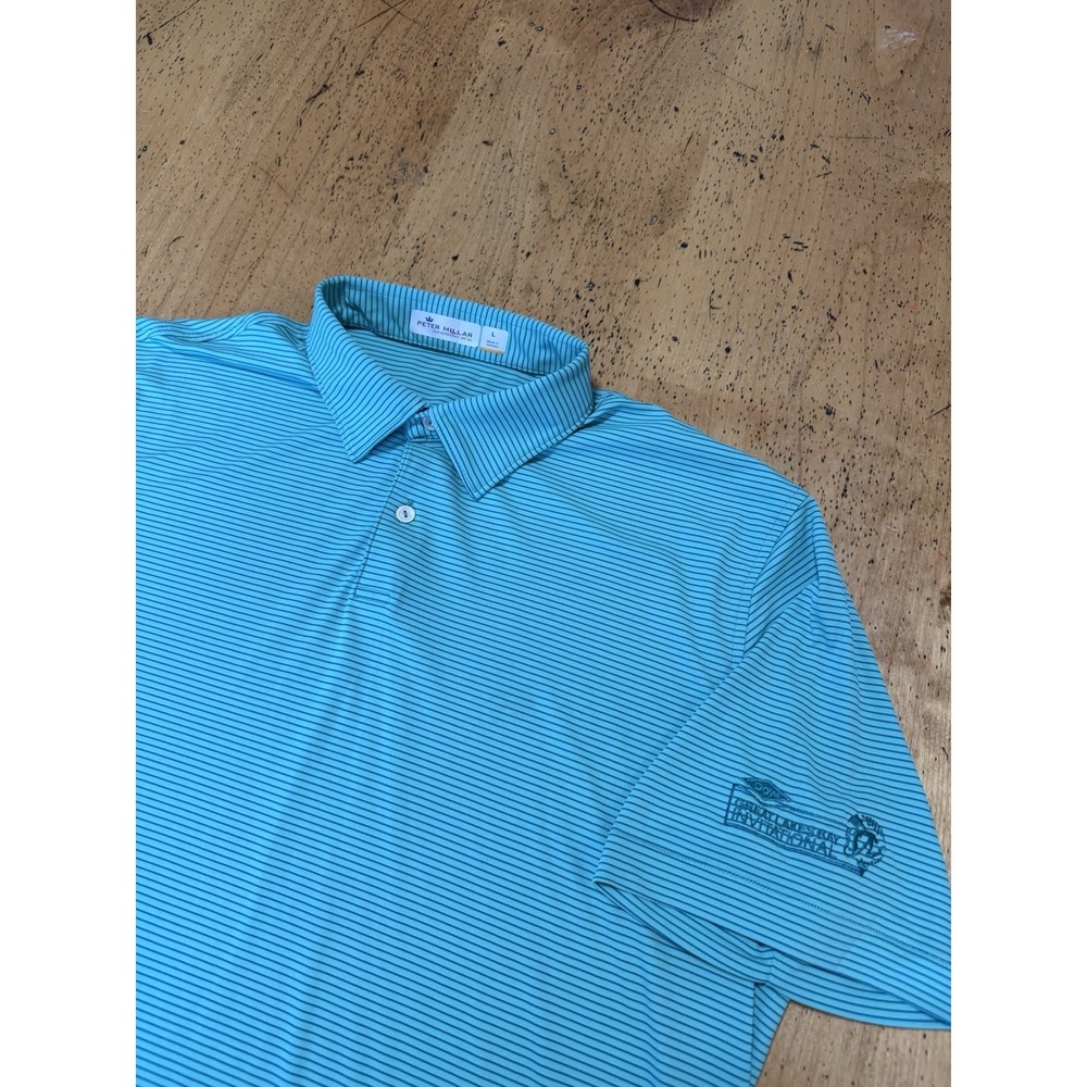 Peter Millar Featherweight Performance Golf Polo Shirt Men's L Green‎ Stripe